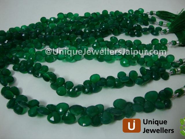 Green Onyx Faceted Heart Beads